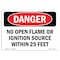 Signmission OSHA Sign, No Open Flame Or Ignition Source W/in 25 Feet, 10in X 7in Plastic, 7" W, 10" L, Lndscp OS-DS-P-710-L-2360 - alternate 1